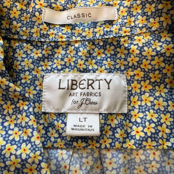 LIBERTY ARTS FABRICS J. CREW Mens Short Sleeve Button Up Shirt LT LG TALL Floral - Picture 2 of 8